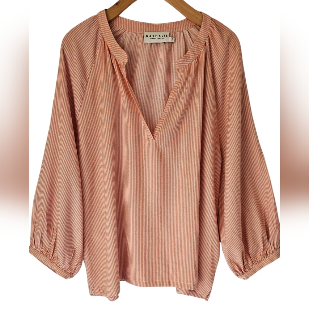 Nathalie‎ Vleeschouwer Striped V-Neck Blouse - Orange